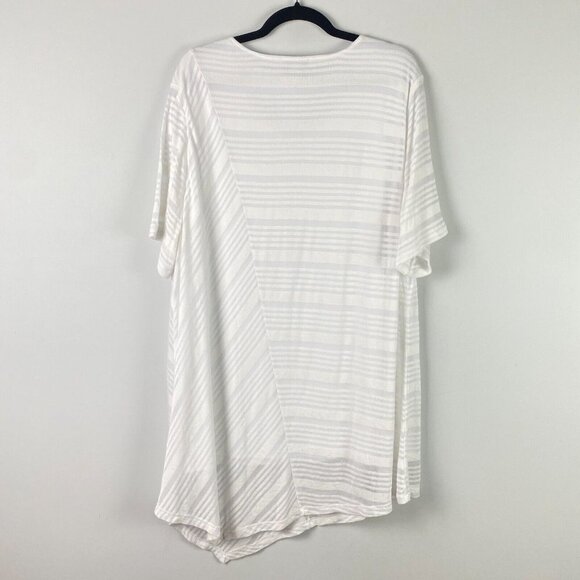 CJ Banks Tunic Shirt Size 3X White Short Sleeve Asymmetric Hem - Picture 6 of 10